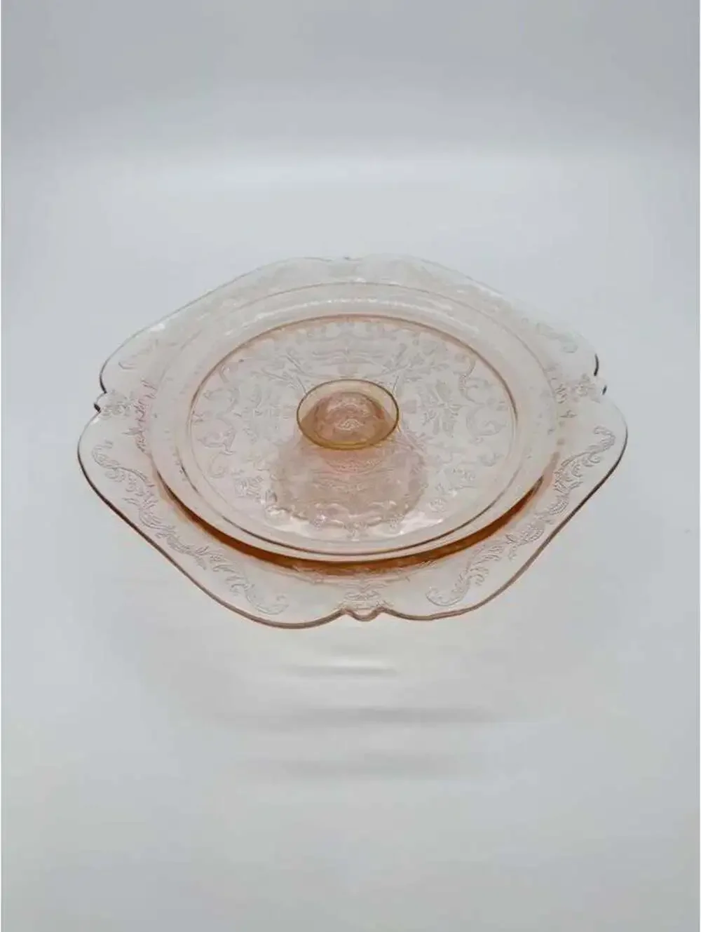Vintage Indiana Glass Recollection Pink Madrid Footed Cake Plate Cake Stand